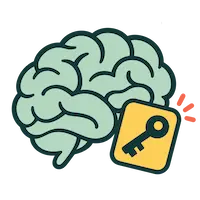 Ilustración de un cerebro con una llave dorada
